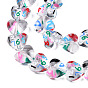 Brins de perles acryliques transparentes, avec l'émail, coeur avec le numéro