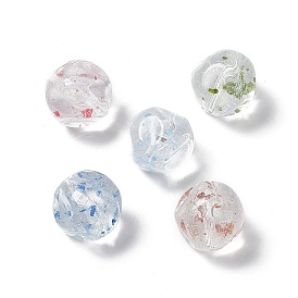 Transparent Acrylic Beads, with Dried Flower Petal, Irregular Round