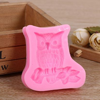 Cute Owl Design DIY Food Grade Silicone Molds, Fondant Molds, For DIY Cake Decoration, Chocolate, Candy, UV Resin & Epoxy Resin Jewelry Making, 58x57x11mm