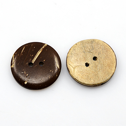 Кокосовое кнопки, 2-луночное, плоско-круглые, 23x4 мм, отверстие : 2 мм