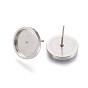 304 Stainless Steel Stud Earring Settings, Flat Round