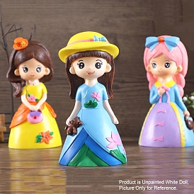 Artisanat de poupée de gypse fille non peinte bricolage, poupées peintes en plâtre pour enfants peinture et dessin fournitures de jouets