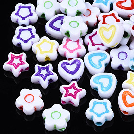 Opaque White Acrylic Beads, Craft Style, Mixed Shapes