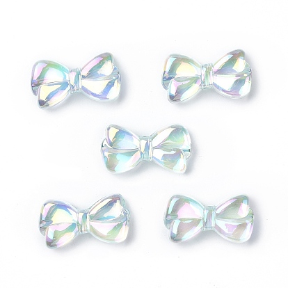 Placage uv perles acryliques irisées arc-en-ciel, bowknot
