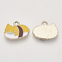 Alloy Enamel Kitten Pendants, Light Gold, Cat with Sushi Shape