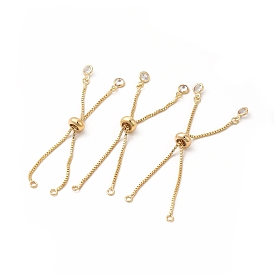 Adjustable Brass Glass Slider Bracelets, Box Chains for Link Bracelet Making