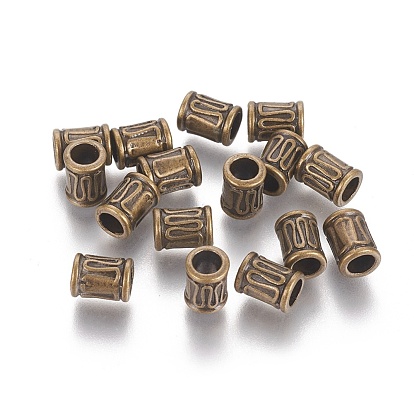 Tibetan Style Alloy Beads, Lead Free & Cadmium Free, Column, about 8mm long, 6mm wide, hole: 4mm