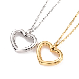 304 collier pendentif coeur en acier inoxydable pour femme
