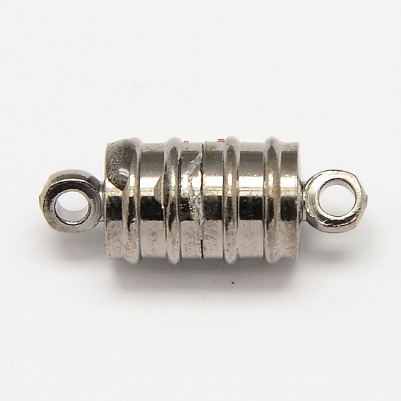 Латунные магнитные застежки с петлями, колонка, 20x8 мм, отверстие : 2 мм