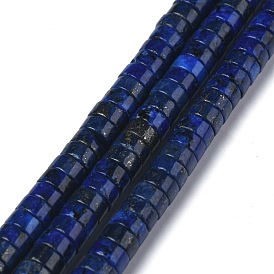 Natural Lapis Lazuli Bead Strands, Dyed, Heishi Beads, Flat Round/Disc
