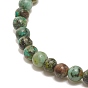 Bracelet extensible en perles rondes avec pierres précieuses naturelles et breloque feuille, bijoux en pierres précieuses pour femmes