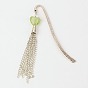 Tibetan Style Tassel Bookmarks/Hairpins, with Handmade Silver Foil Glass Beads and Iron Chains, 84mm