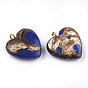Pendentifs assemblés en bronzite et pierres précieuses, avec les accessoires en fer, cœur, or