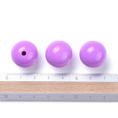 Perles acryliques de bubblegum morceaux solides, ronde