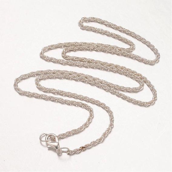 Iron Necklace Making, Rope Chain, with Alloy Lobster Clasp, 24.8 inch 