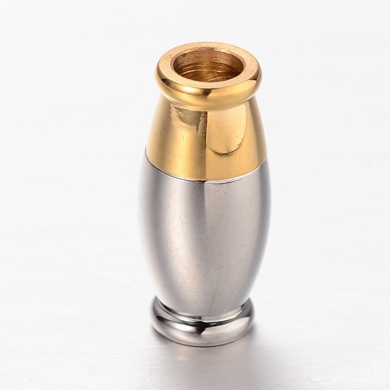 Barillet 304 fermoirs magnétiques en acier inoxydable avec extrémités à coller, placage ionique (ip), 14x6.5mm, Trou: 3mm