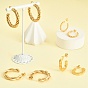 4 Pairs 4 Style 304 Stainless Steel Twist Rope & Oval & Ball Beaded C-shape Stud Earrings, Half Hoop Earrings for Women