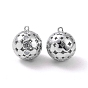 Round Brass Micro Pave Clear Cubic Zirconia Pendants, with Glass, Nickel Free