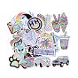 50Pcs Holographic Laser Style Cartoon Paper Sticker Label Set, Adhesive Label Stickers, for Suitcase & Skateboard & Refigerator Decor
