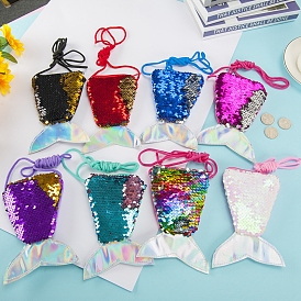 Mini Mermaid Tail Shape Crossbody Bags, Sequin Wallet Coin Purse for Kids Girls Party Birthday Gift