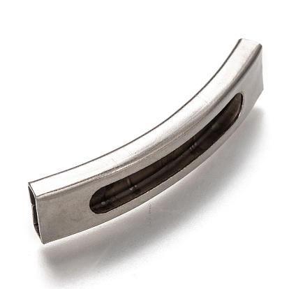 304 Stainless Steel Slide Charms, Curved Tube