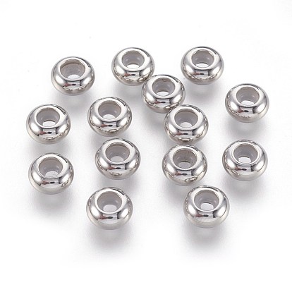 201 Stainless Steel Beads, with Plastic, Slider Beads, Stopper Beads, Rondelle