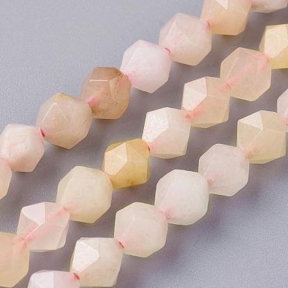 Perlas naturales de color rosa aventurina hebras, cuentas redondas con corte de estrella, facetados