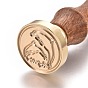 Brass Retro Wax Sealing Stamp, with Rosewood Handle, for Post Decoration DIY Card Making, Round