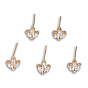Brass Pave Clear Cubic Zirconia Stud Earring Findings, with Light Gold Plated Brass Pins and Horizontal Loops, Flower, Cadmium Free & Lead Free
