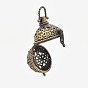 Vintage Filigree Round Brass Cage Pendants, For Chime Ball Pendant Necklaces Making, 35mm, 28x25x21mm, Hole: 6x6mm
