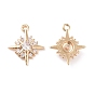 Brass Micro Pave Clear Cubic Zirconia Charms, Cadmium Free & Lead Free, Star