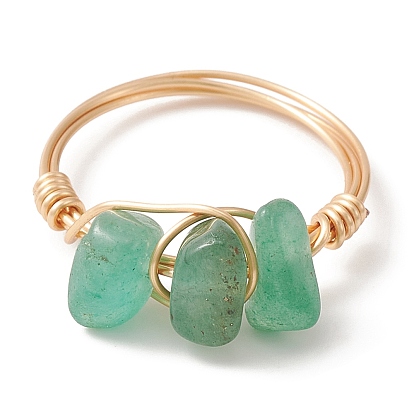 Bagues en perles de pierres précieuses naturelles mélangées, bijoux en fil de cuivre, or