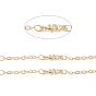 Brass Double Heart Link Chains, with Clear Cubic Zirconia and Cable Chains, Soldered, with Spools, Cadmium Free & Lead Free