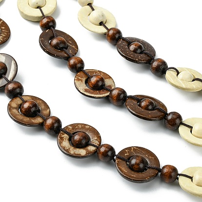 Perles de noix de coco naturelles teintes 3 colliers de couches, bijoux bohèmes pour femmes