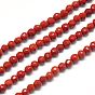 Natural Red Jasper Beads Strands, Faceted, Round, FireBrick, 2mm, Hole: 0.5mm