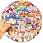 50Pcs Cute Mushroom PVC Waterproof Sticker Labels, Self-adhesion, for Suitcase, Skateboard, Refrigerator, Helmet, Mobile Phone Shell