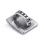 Retro 304 Stainless Steel Slide Charms/Slider Beads, for Leather Cord Bracelets Making, Rectangle with Spades Heart