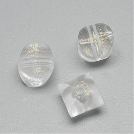 Perles acryliques transparentes, avec de la poudre de paillettes