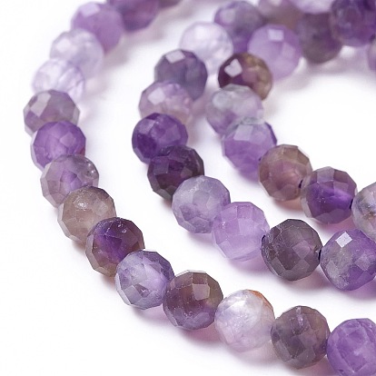 Natural Amethyst Beads Strands, Faceted, Round