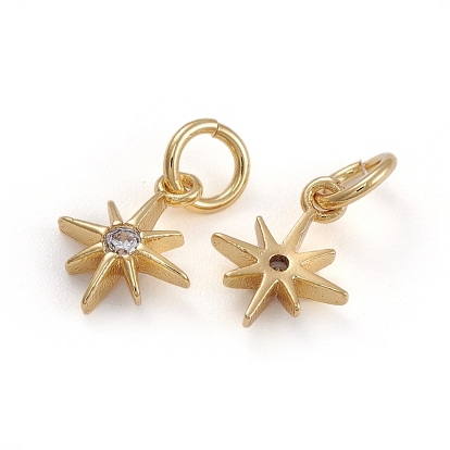 Micro cuivres ouvrent pendentifs zircone cubique, avec anneau de saut, étoiles