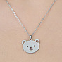 201 Stainless Steel Hollow Bear Pendant Necklace