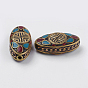 Handmade Indonesia Beads, with Brass Findings, Nickel Free, Raw(Unplated), Oval