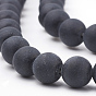 Natural Obsidian Beads Strands, Frosted, Round