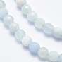 Natural Aquamarine Beads Strands, Grade AB, Faceted, Round