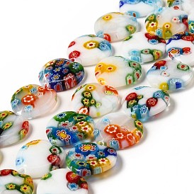 Handmade Millefiori Glass Beads Strands, Mother's Day Gift Beads, White Porcelain, Heart, White