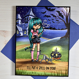 Halloween Theme Girl Carbon Steel Cutting Dies Stencils, for DIY Scrapbooking, Photo Album, Decorative Embossing Paper Card