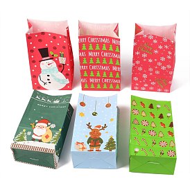 Рождественские тематические пакеты из крафт-бумаги, подарочные пакеты, пакеты для закусок, прямоугольные