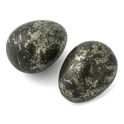Natural Black Stone, No Hole/Undrilled, Egg Shape