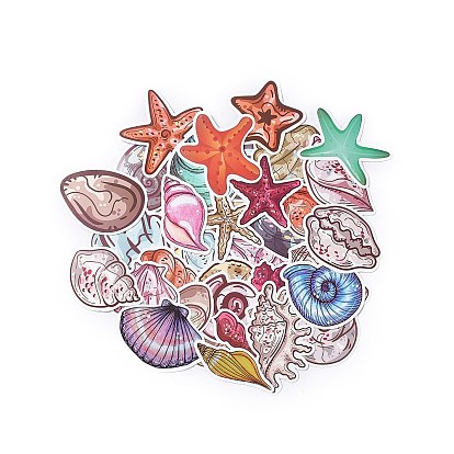 50Pcs OceanTheme Cartoon Paper Sticker Label Set, Adhesive Label Stickers, for Suitcase & Skateboard & Refigerator Decor, Sea Animals