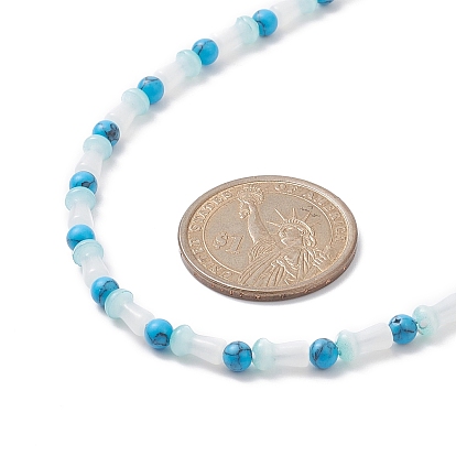 Colliers de champignons de verre et de perles de pierres précieuses naturelles mélangées, 304 bijoux en acier inoxydable pour femmes